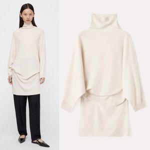 TOTEME Draped cashmere turtleneck Dress - Macadamia white